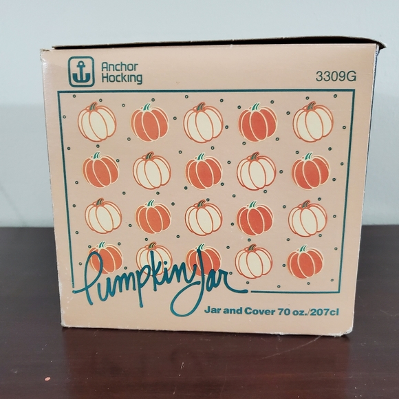 Anchor Hocking Vtg. Pumpkin Cookie Jar Clear Glass W/Lid & Box 3309G ~Pre-Owned - Picture 10 of 16